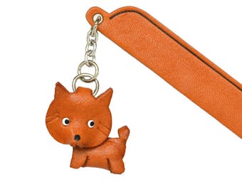 Shiba Leather dog Charm Bookmark/Bookmarks/Bookmarker *VANCA* Made in Japan #61758　