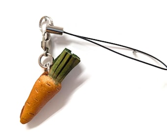 Carrot Vegetable Leather Phone Charm *VANCA* Made in Japan #46358　