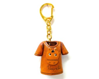 Handcrafted Leather Horse Keychain Charm: 3D Figurine Bag Tag Ornament Made in Japan