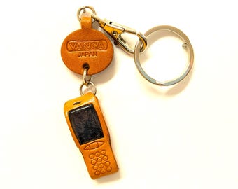 VANCA 3D Leather Cellphone Keychain – Handcrafted Japan Accessory Zipper Pull