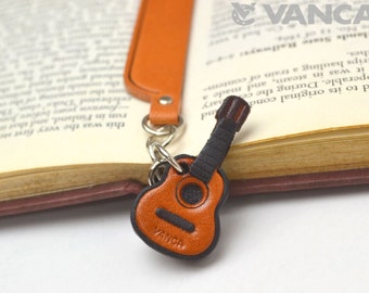 Guitar Leather Charm Bookmark/Bookmarks/Bookmarker *VANCA* Made in Japan #61571　