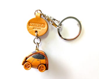 VANCA 3D Leather Car Keychain, Handcrafted Japan Accessory (Mascot H28xW27xD20mm)