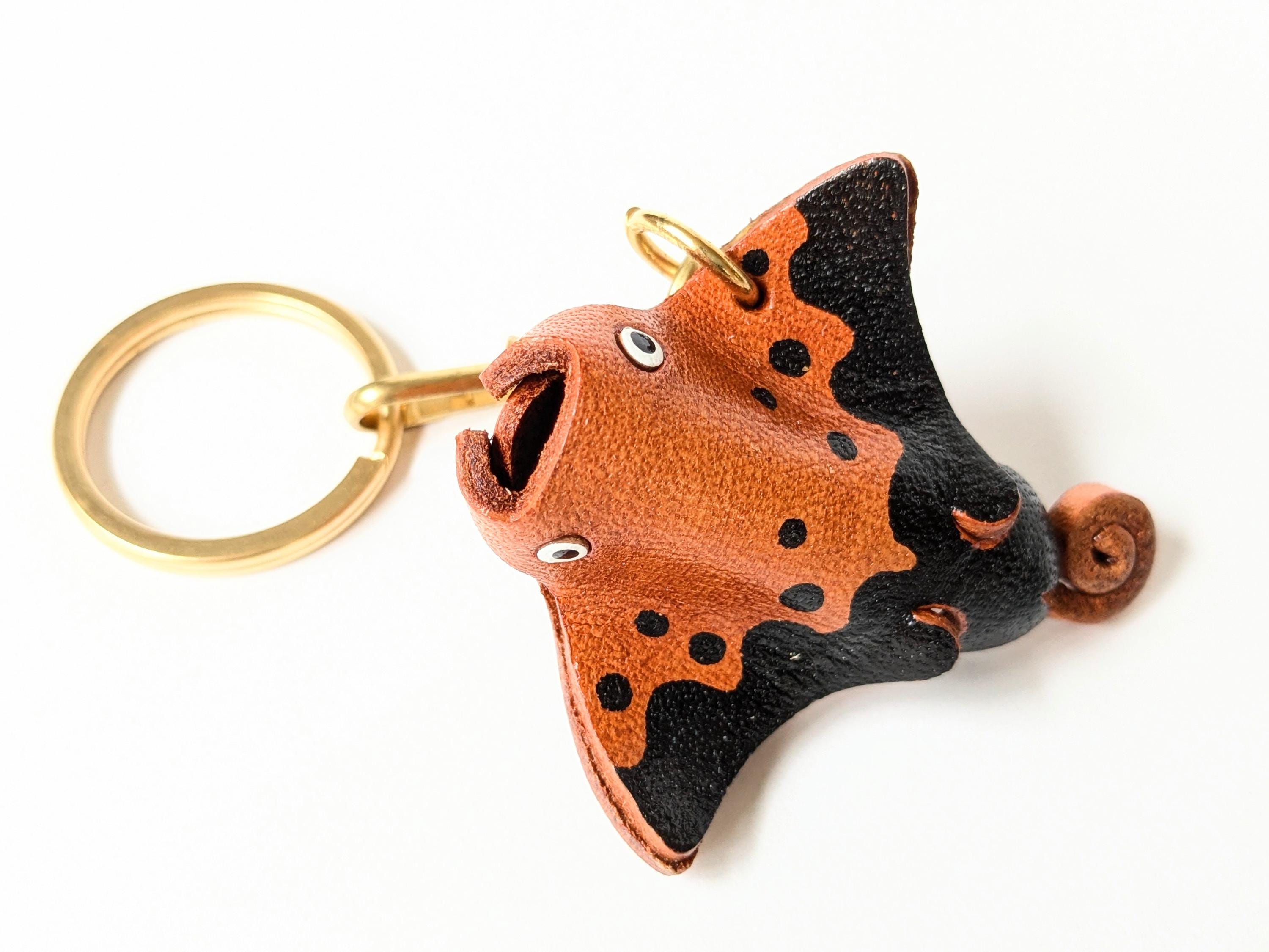Manta Ray Keychain: Handmade Leather Bag Charm, Vanca Japan - Etsy