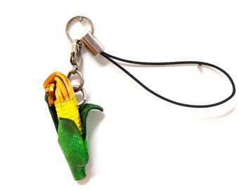 Corn Vegetable Leather Phone Charm *VANCA* Made in Japan #46365　