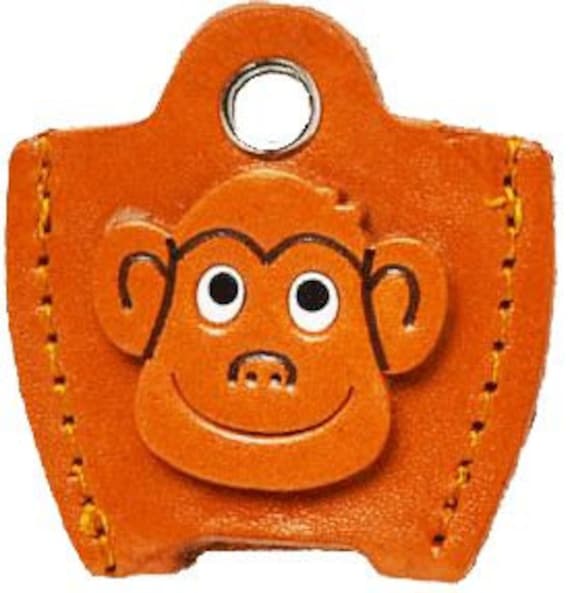 Monkey 3D Leather Keychain – Handcrafted Genuine Leather Key Cover, Made In Japan
