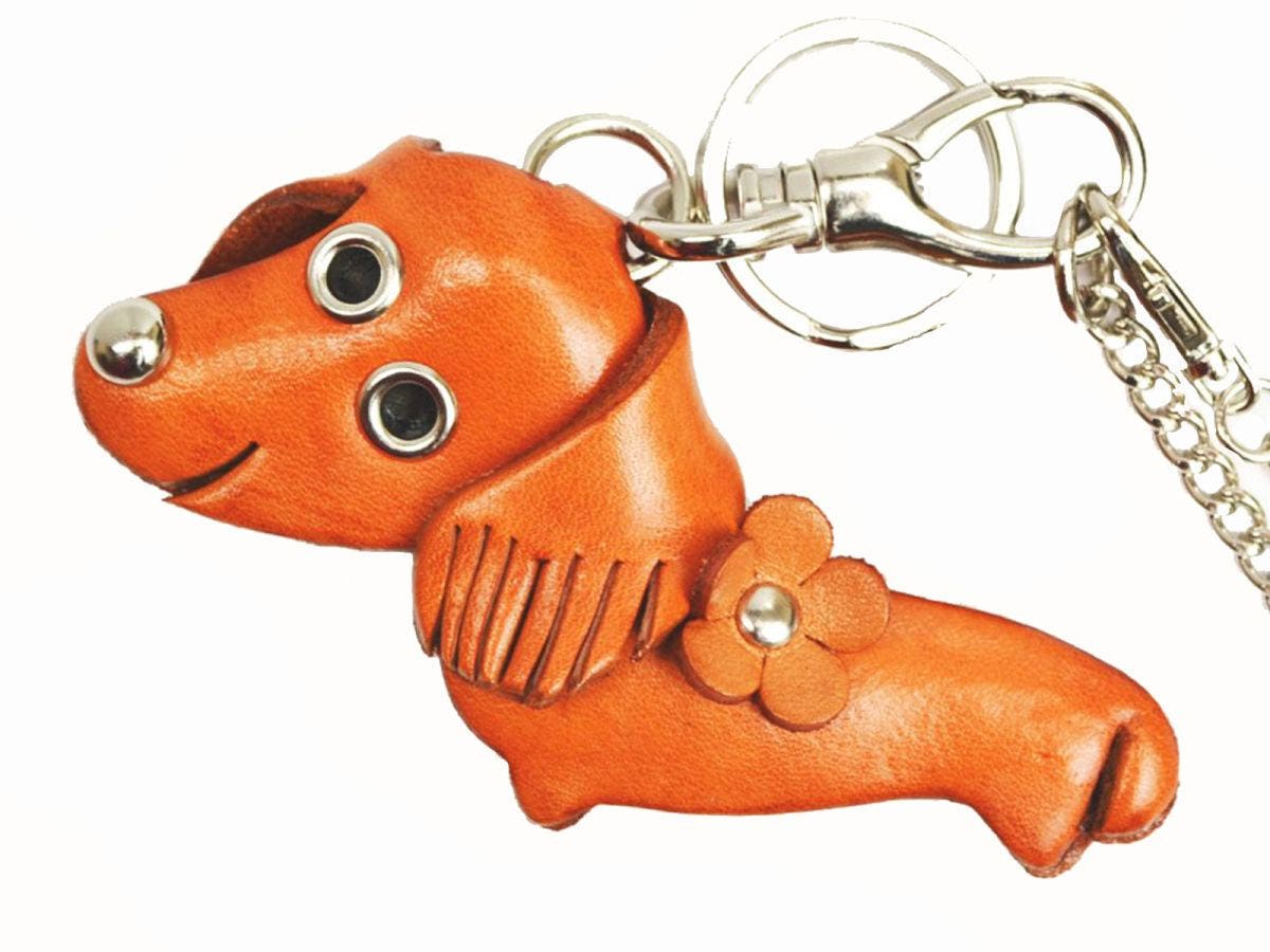 VANCA CRAFT Australian Shepherd Leather Dog Keychain - Handmade In Japan, Genuine Leather