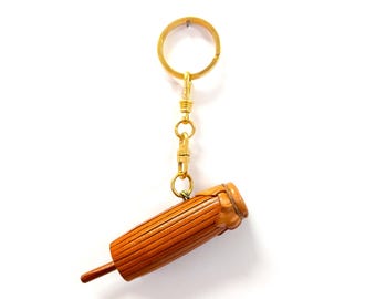 Japanese Leather Umbrella Keychain – 3D Figurine, Handmade in Japan