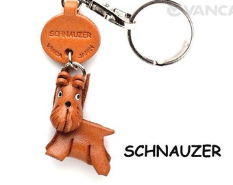 Schnauzer 3D Leather Dog Keychain Keyring Purse Charm Zipper pull Accessory *VANCA* Made in Japan #56754