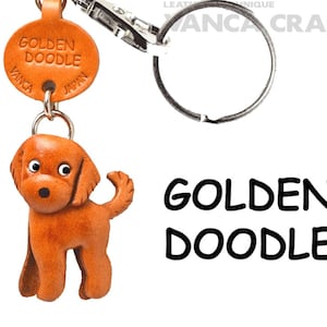 Goldendoodle 3D Cuir Chien Porte-clés Porte-clés Porte-clés Charme Fermeture éclair Pull Accessoire * VANCA * Fabriqué au Japon #56798