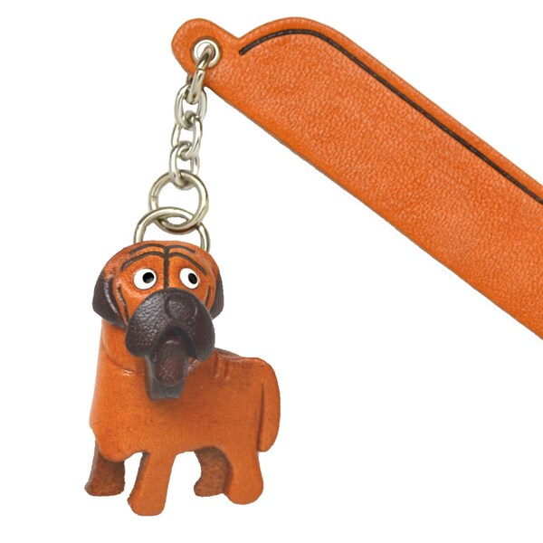 Mastiff Leather dog Charm Bookmark/Bookmarks/Bookmarker *VANCA* Made in Japan #61773　