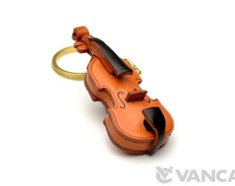 Violin 3D Leather Keychain(L) *VANCA* Made in Japan #56126　