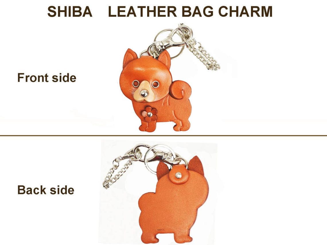 Shiba Leather 3D Leather Dog Bag Charm Keychain Keyring Mascot Etsy