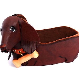 Dachshund Leather Dog/Animal Eyeglasses glasses sunglasses Holder Stand *VANCA* Made in Japan #26204　 　