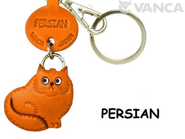 SATTCHI バッグチャーム・キーチェーン Orange Cat Turkey Charm Persian 3D Leather Cat Keychain Keyring Purse Charm Zipper