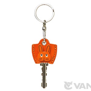 Rabbit 3D Leather Key Cover Cap Keychain *VANCA* Made in Japan #26557　 　