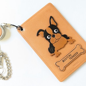 Boston Terrier hond hond /kaarthouder/ID-houder/ *VANCA* Handgemaakt in Japan #26498 keuze uit6 kleuren