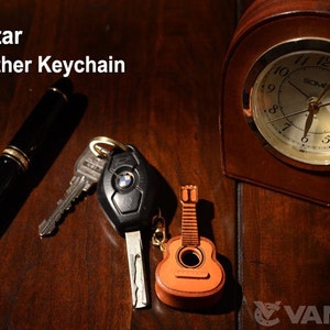 Guitar 3D Leather KeychainL VANCA Made in Japan 56123 image 5