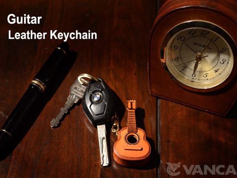 Guitar 3D Leather KeychainL VANCA Made in Japan 56123 image 5