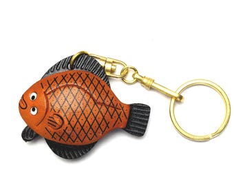 フラットフィッシュ 3Dレザーキーホルダー(L) *VANCA* 日本製 #56169