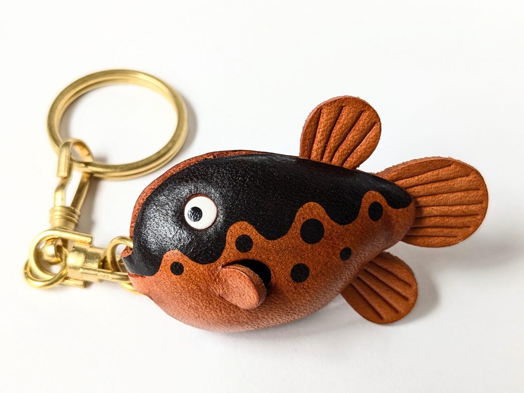 フグ 魚 アクア 海 動物 レザー キーホルダー バッグチャーム *VANCA