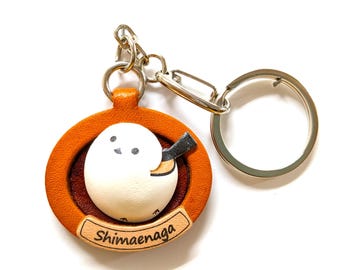 Long tailed tits 3D Leather Plate Keychain *VANCA* Made in Japan #26565　