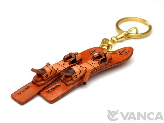 VANCA CRAFT Skis Sports 3D Leather Keychain - Handmade Genuine Leather Collectible Keyring Charm, Made In Japan - View #9
