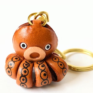 Octopus 3D-leren sleutelhanger(L) *VANCA* Made in Japan #56173