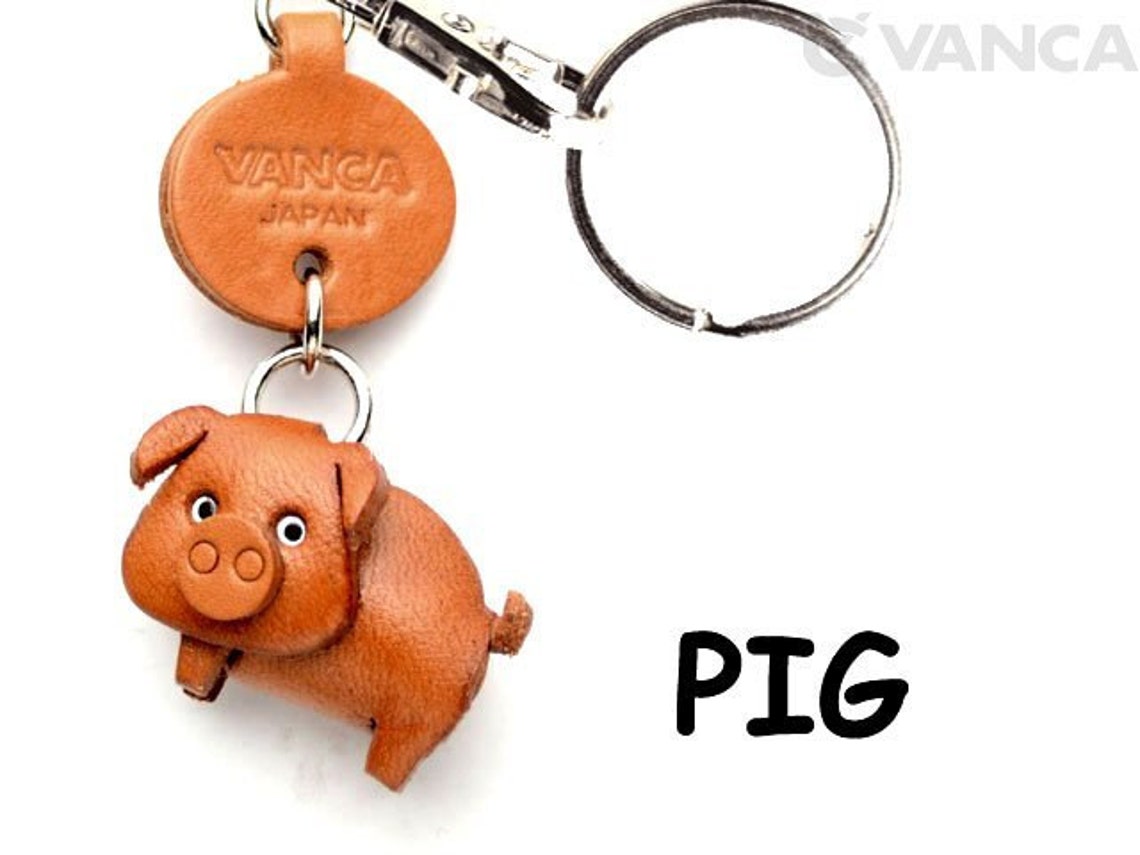 Pig 3D Leather Animal Keychain Keyring Purse Charm Zipper pull Etsy