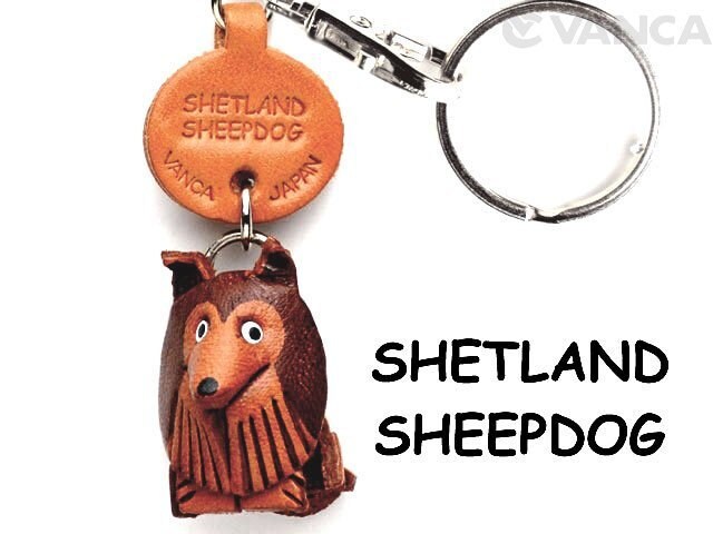 Shetland Sheepdog Shelty Handmade 3D Leather Keychain *VANCA*Made in Japan#56757 
