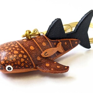 Whale Shark 3D Leather Handmade Keychain Bag Charm Car Ornament Handbag Fashion Accessory Father’s Day Gift  *VANCA* Made in Japan 56178