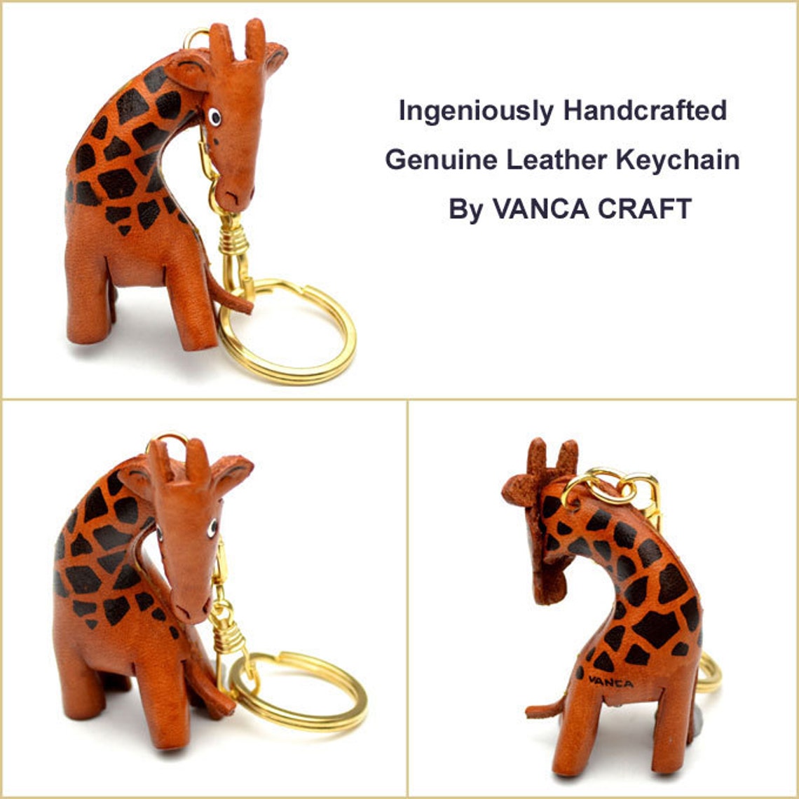 Giraffe 3D Leather KeychainL VANCA Made in Japan 56147 Etsy