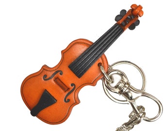 3D Leather Violin Keychain, Handmade Music Bag Charm