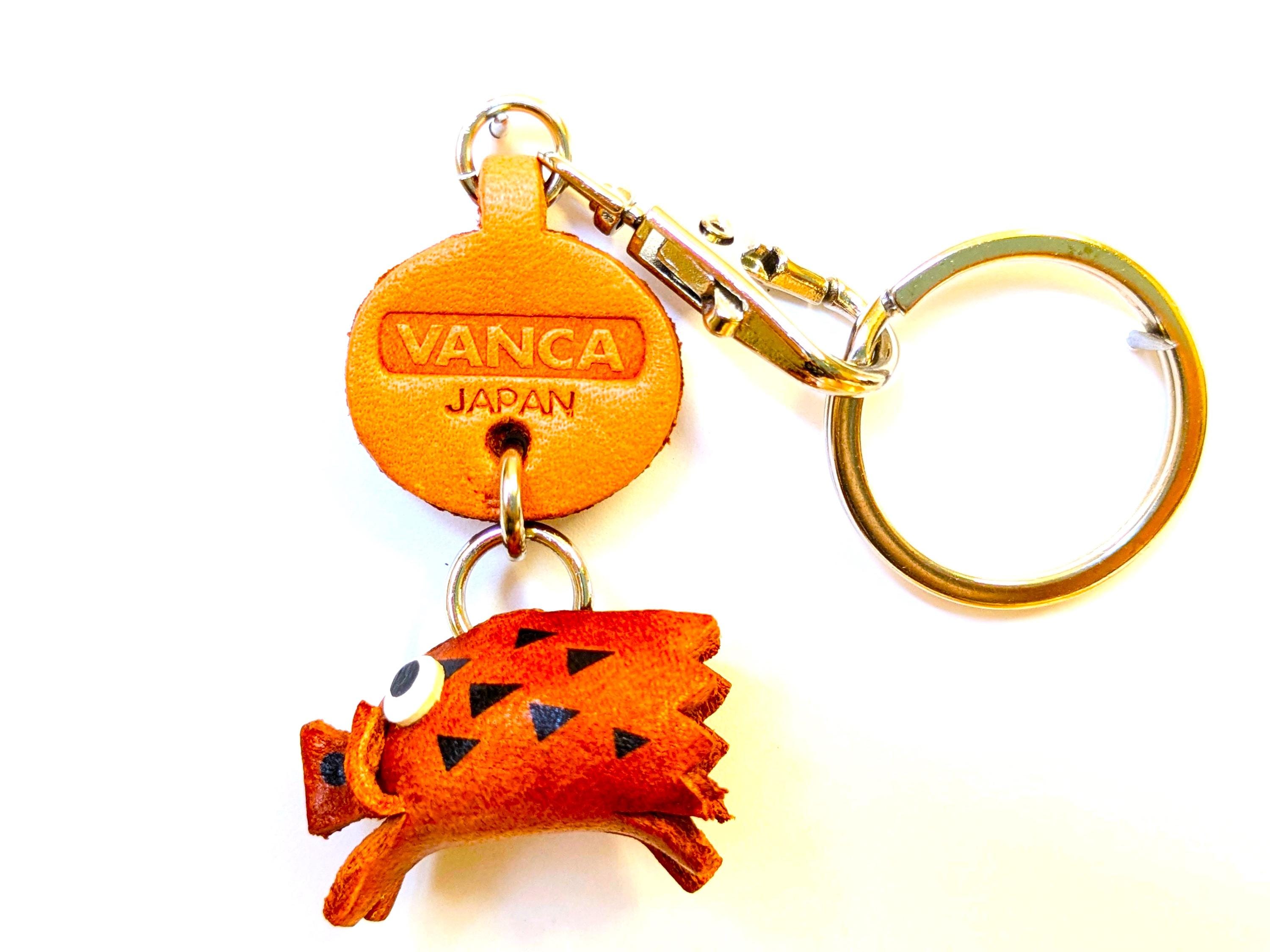 VANCA Japan 3D Leather Wild Boar Keychain Purse Charm Zipper Pull