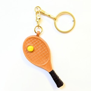 Tennisschläger 3D Leder Schlüsselanhänger(L) *VANCA* Made in Japan #56890