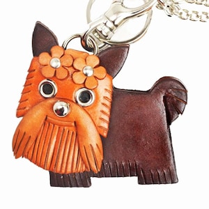 Yorkshire Terrier Leather 3D Leather Dog Bag Charm Keychain Keyring Mascot Accessory *VANCA* Made in Japan #26016