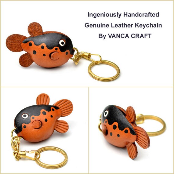 フグ 魚 アクア 海 動物 レザー キーホルダー バッグチャーム *VANCA