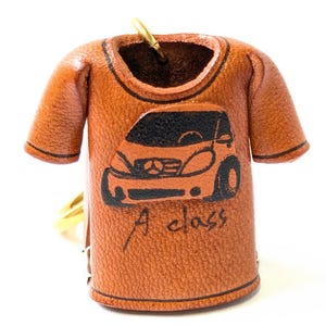 Mercedes-Benz T-shirt 3D Leather Handmade Keychain Bag Charm Car Ornament Fashion Accessory Father’s Day Gift *VANCA* Made in Japan 56881