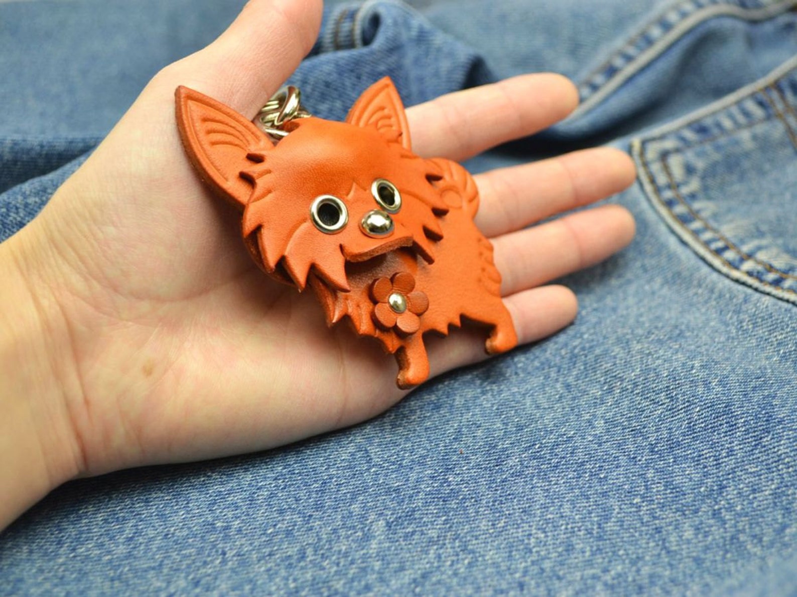 Chihuahua Leather 3D Leather Dog Bag Charm Keychain Keyring Etsy Hong