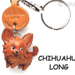 Chihuahua Long 3D Leather Dog Keychain Keyring Purse Charm Zipper pull Accessory *VANCA* Made in Japan #56717