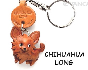 Chihuahua Long 3D Leather Dog Keychain Keyring Purse Charm Zipper pull Accessory *VANCA* Made in Japan #56717