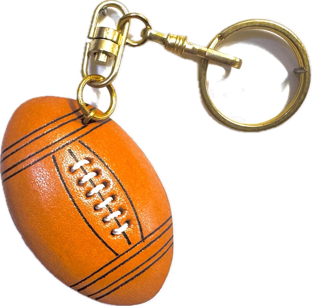 ラグビーボール/アメリカンフットボール/3Dレザーキーホルダー *VANCA