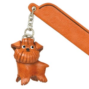 Brussel Griffon Leather dog Charm Bookmark/Bookmarks/Bookmarker *VANCA* Made in Japan #61779　