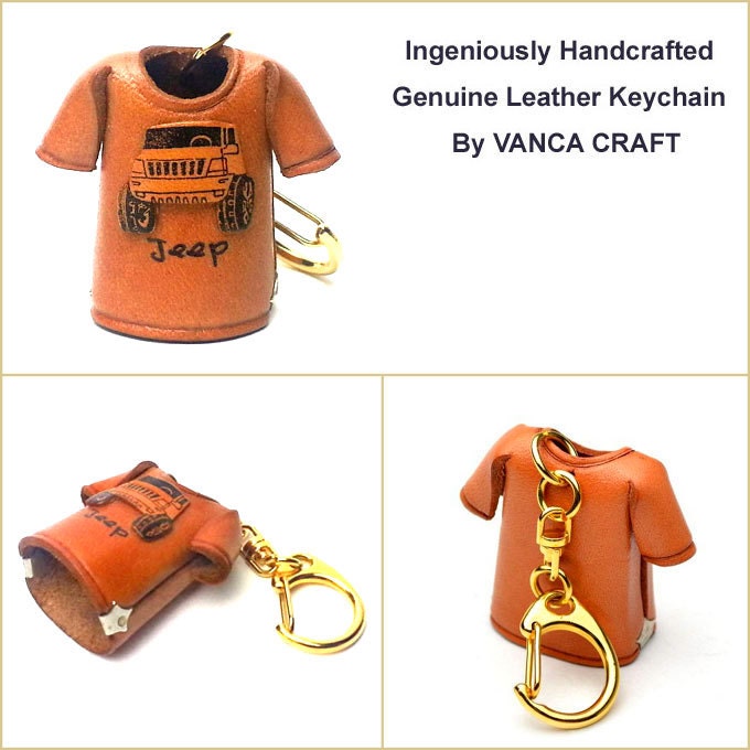 Jeep T-shirt 3D Leather Keychain(l) *VANCA* Made in Japan