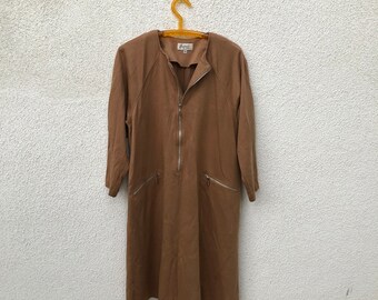 Free Size Vintage Suede Look Dress