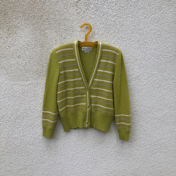 Slouchy 70s/80s Vintage Green Cardigan Sweater - image 4