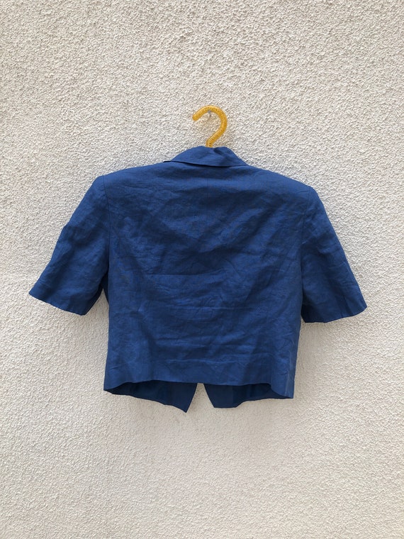 1980s Cropped Linen Blouse - image 2