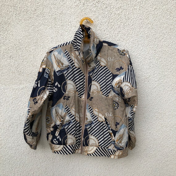 80s Vintage Nautical Pattern Windbreaker - image 4