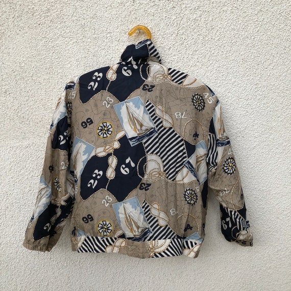 80s Vintage Nautical Pattern Windbreaker - image 2