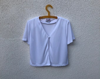 Vintage 80s One Button White Blouse