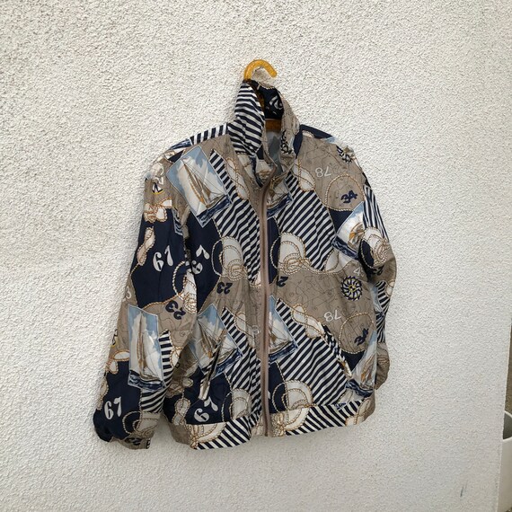 80s Vintage Nautical Pattern Windbreaker - image 6